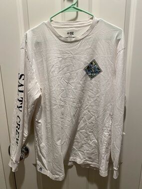 Salty Crew White Long Sleeve Tee with Diamond Fish Graphic